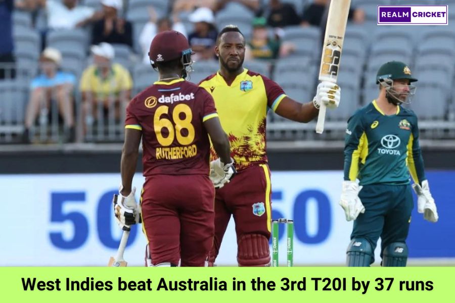 West Indies beat Australia in the 3rd T20I by 37 runs