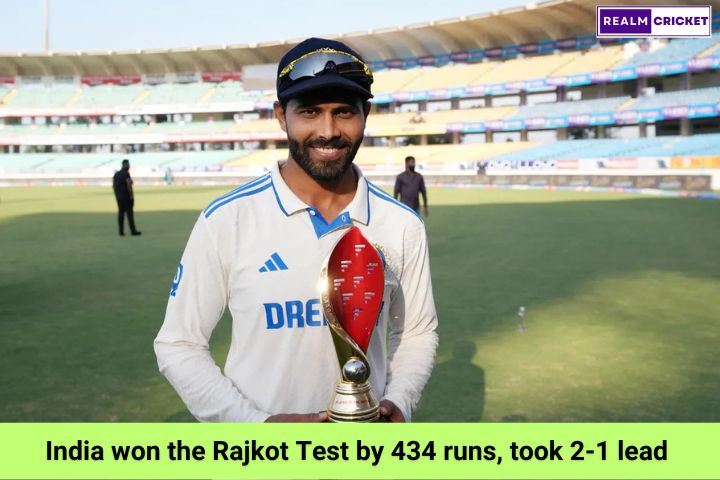 India won the Rajkot Test by 434 runs, took 2-1 lead