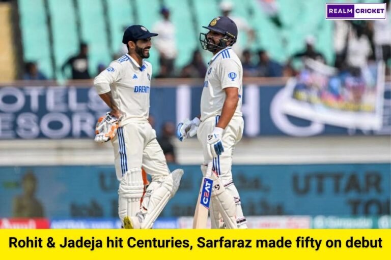 Rohit & Jadeja hit Centuries, Sarfaraz made fifty on debut